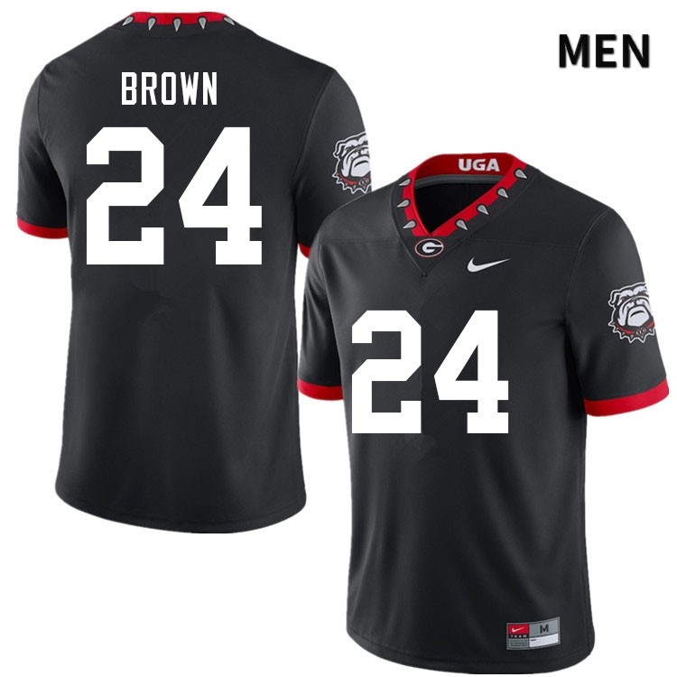 Georgia Bulldogs Men's Matthew Brown #24 Black Mascot 100th Anniversary Stitched College UGA Football Jersey 23BG015PD